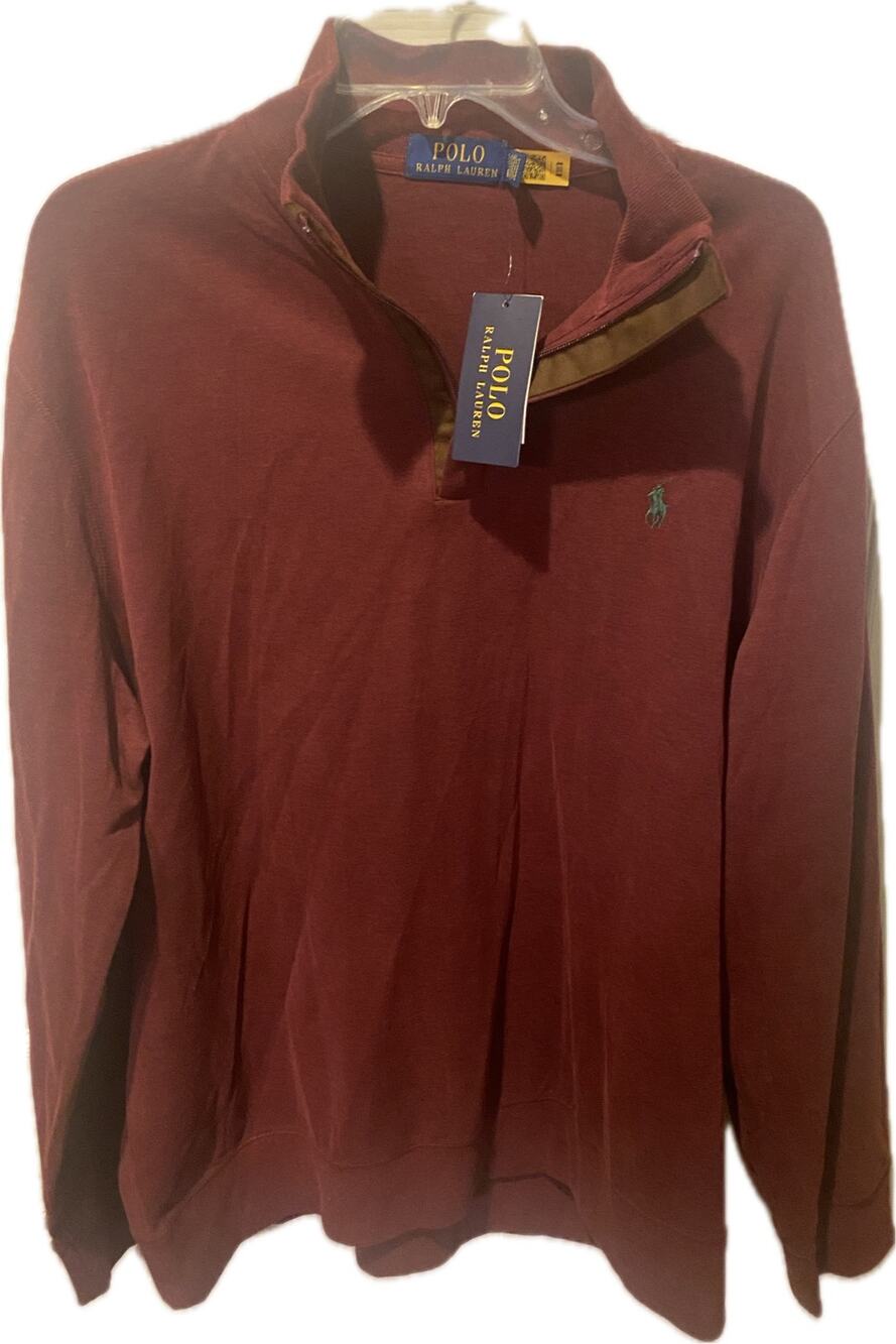 Polo Ralph Lauren Mens Luxury Jersey Quarter Zip Pullover XL NWT Burgundy